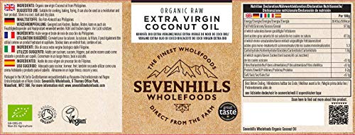 Sevenhills Wholefoods Aceite De Coco Virgen Extra Orgánico, Crudo, Prensado En Frío 1L