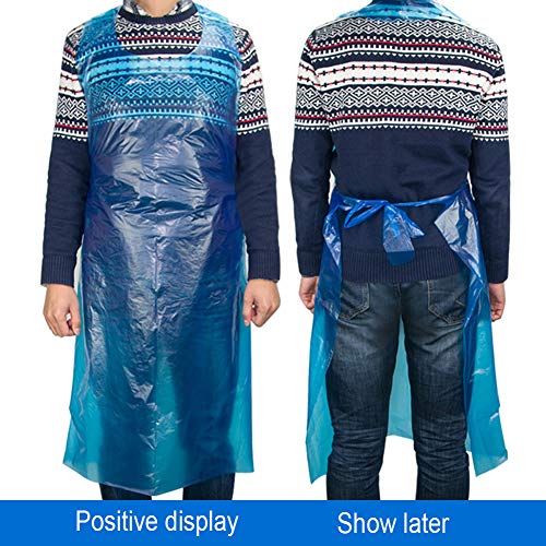 ShineBlue - 200 delantales desechables impermeables de polietileno para adultos y niños, más gruesos y duraderos, para cocinar, limpiar, dibujar, hacer barbacoas, evitan manchas de manera eficaz