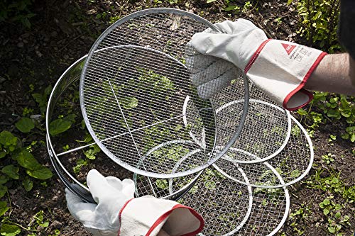 Siebmeister 5000, 5en1 tamiz de jardín, 5 mallas metálicas intercambiables Ø 3,5,8,10,12 mm fino, para suelos, piedras, compost, malezas, arena, grava y semillas, 30 cm de diámetro, acero inoxidable