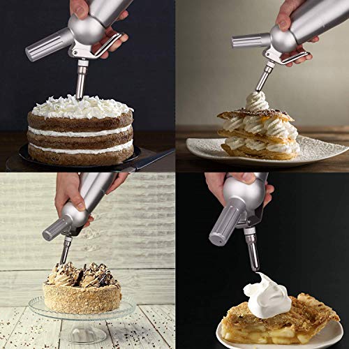Sifon Cocina Espumas 500ML Dispensadores de Nata Sifón de Aluminio dispensador Profesional de nata Contiene 3 boquillas para de acero inoxidable Hace Crema, Helado y mucho más