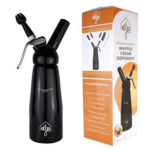Sifón dispensador de nata montada de DFP con 3 boquillas de decoración (500 ml) de color negro