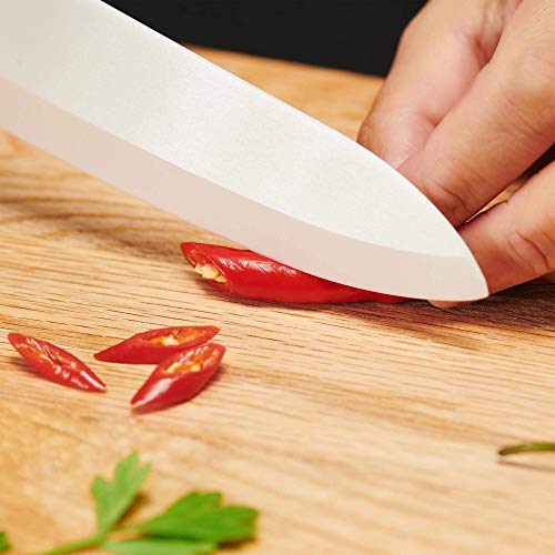 SILBERTHAL Cuchillos Cerámica | Set cuchillos de cerámica de cocina | Juego 4 cuchillos cerámicos | Cuchillos cerámica cocina profesinal | Blanco