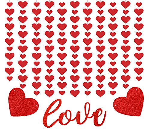 SIMUER Purpurina Love Corazón Baner Guirnalda De Corazón Roja Pequeña Decoración De Fiesta De Día De San Valentín para Proposición Boda Fondo De Foto