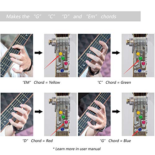 Sistema de Aprendizaje de Guitarra, Clásico Chord Buddy y 100% Vinilo Colores Guitarra Afilar Imágenes Principiantes, Ayuda a la Enseñanza, Herramienta de Aprendizaje Para Principiantes
