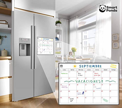 Smart Panda Calendario Magnético para Nevera - Ideal Planificador de Menú, Recordatorio, Lista de la Compra - Pizarra Magnética Incluye 4 Rotuladores de Color – Semanal – En Español