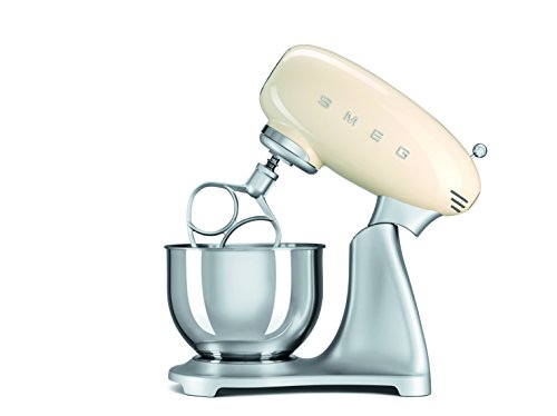 Smeg Batidora amasadora SMF01CREU, 800 W, Acero Inoxidable, 10 Velocidades, Crema