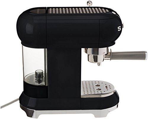 Smeg Negro Máquina de café expreso ECF01BLEU, 1350 W, 1 Liter, Acero Inoxidable
