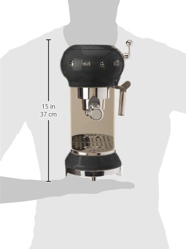 Smeg Negro Máquina de café expreso ECF01BLEU, 1350 W, 1 Liter, Acero Inoxidable