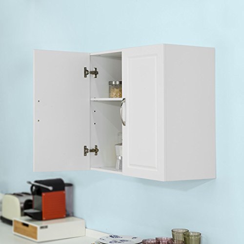 SoBuy Armario Auxiliar Multiusos de Pared,Armario Suspendido con 2 Puertas,Blanco,L60 x H 60 cm,FRG231-W,ES
