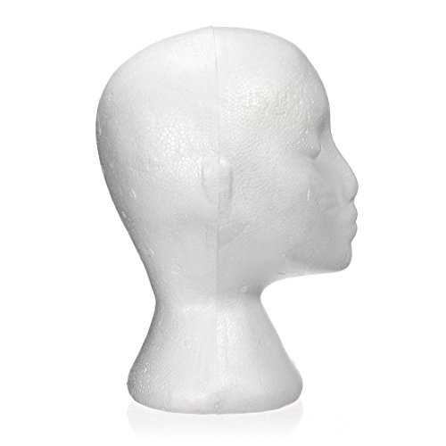 SODIAL(R) 27.5*52cm Manequi / Maniqui de cabeza Mujer de Espuma(Poliestireno) Expositor para gorro,auriculares, accesorios de pelo y pelucas Foam Mannequin Woman