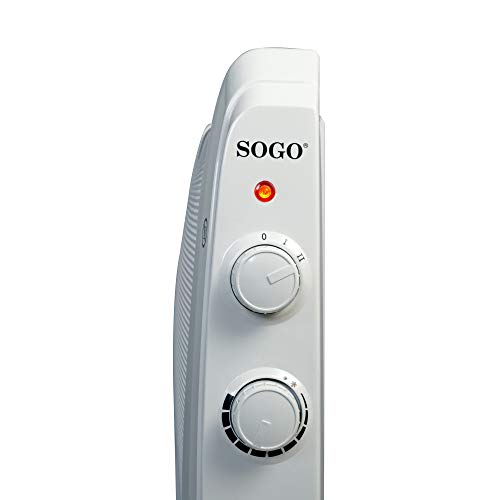 SOGO SS-18440 Radiador de Mica Bajo Consumo, Calefactor Eléctrico Portátil, Calefacción Eléctrica con Termostato Regulable, Potencia de 1000W y 2000W, Estufa Bajo Consumo, Color Blanco
