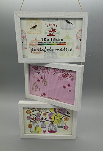 Solagua Marco de Madera para Pared Portafotos Vintage para Colgar Marcos de Foto Decorativo (Vertical 3 * 10x15cm, Crudo)