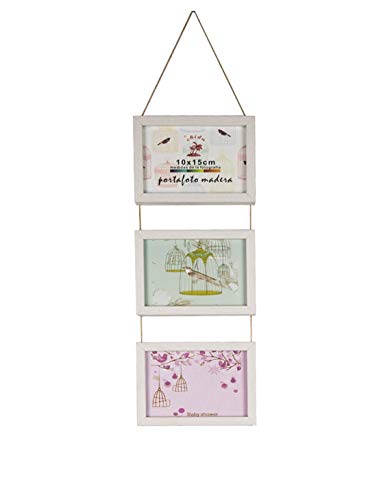 Solagua Marco de Madera para Pared Portafotos Vintage para Colgar Marcos de Foto Decorativo (Vertical 3 * 10x15cm, Crudo)
