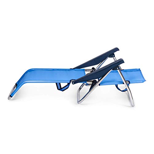 Solenny 50001072720095 - Silla Playera-Cama 4 Posiciones Azul con Asas