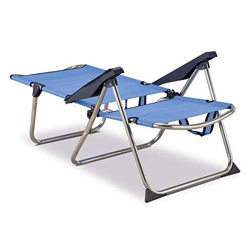 Solenny 50001072720118 - Silla Playera-Cama Alta 4 Posiciones con Asas con Estabilizadores Azul