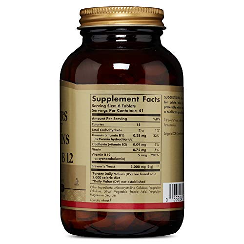 Solgar Levadura de Cerveza con Vitamina B12 Comprimidos - Envase de 250