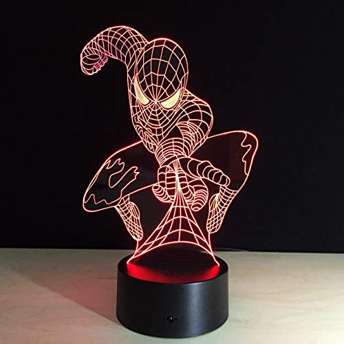 (Solo 1) Los Vengadores Spider-man 3d Luz de noche Led Interruptor táctil Lámpara de mesa Usb 7 colores Decoración de la habitación Iluminación Led colorida para regalo