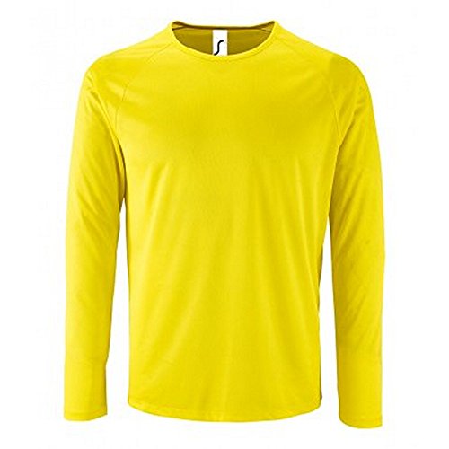 SOLS Camiseta de Manga Larga Modelo Performance Para Hombre (XL/Amarillo)