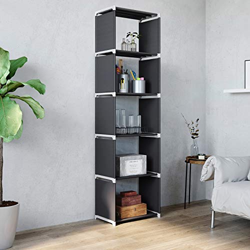 SONGMICS EstanterÍa de Almacenamiento, LibrerÍa de 5 Niveles, Organizador para Zapatos, Cada Estante Tiene Capacidad de 5 kg, 50 x 30 x 180 cm, para HabitaciÓn, SalÓn, Armario, Negro LSN15H