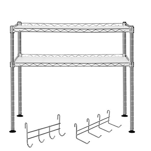 SONGMICS Estantería de Cocina, Estantería Cromada Multifuncional Organizador para Cocina Soporte para microondas con 2 estantes Altura Ajustable LGR20C