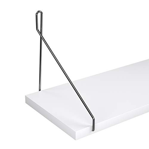 SONGMICS Juego de 3 Estantes de Pared, Estantes Flotantes, para Dormitorio, Salón, Cocina, Capacidad de 10 kg por Unidad, Diferentes Longitudes 40, 50, 60 cm, Blanco LWS68WT