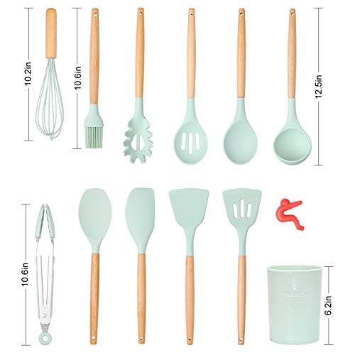 Songway Juego de Utensilios de Cocina para cocinar de Silicona 12pcs con Rejilla Anti derrames