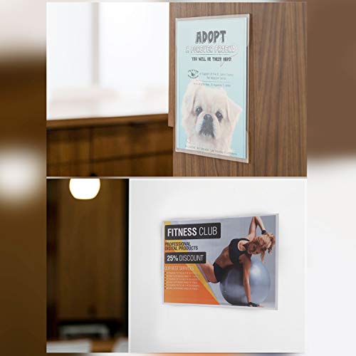 Soporte Adhesivo A4 Pared (5 Piezas) - Acrílico Carteles Exhibidor con 2 Almohadillas Adhesivas - Monturas para exhibiciones de pared para oficina, hogar, restaurante - No requiere perforación