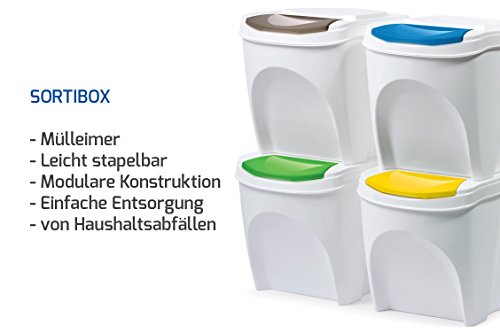 Sortibox - Juego de 4 cubos de basura, para la cocina, baño, papeleras (80 L, 4 cubos de 20 L), cubos para separar la basura, antracita, 39,2 x 29,3 x 33,5 cm