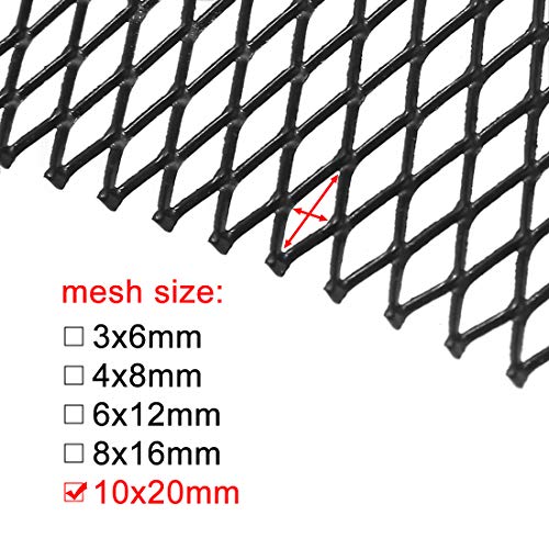 sourcing map 100x33cm Parrilla de Coche Malla Rómbica Rejilla Aluminio Negro 10x20mm