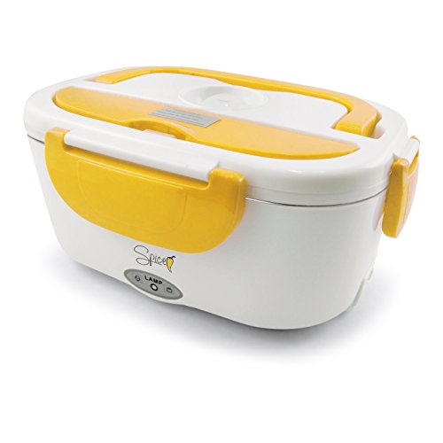 SPICE Amarillo Inox - Calentador de Comida Eléctrico, Bandeja Extraíble de Acero Inoxidable, lonchera Térmica