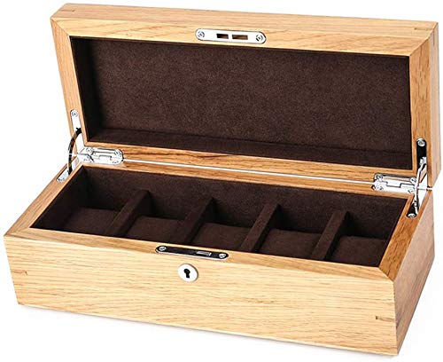 SPORETE Caja de Madera, Reloj Caja de Almacenamiento, exhibición del Reloj Caja de la Caja de Regalo con Suave Interior Retro Cinco Posición,Marrón
