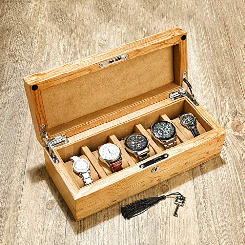 SPORETE Caja de Madera, Reloj Caja de Almacenamiento, exhibición del Reloj Caja de la Caja de Regalo con Suave Interior Retro Cinco Posición,Marrón