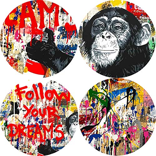 SQSHBBC Follow Your Dreams Street Wall Graffiti Art Canvas Paintings Abstract Einstein Pop Art Canvas Prints For Kids Room Cuadros Decor A4 60x90cm sin Marco