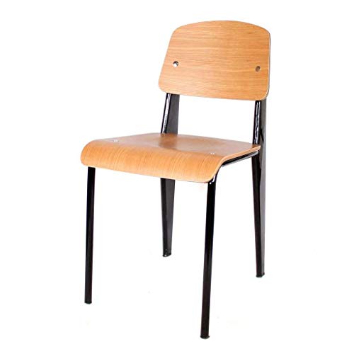 ST019 Silla patas metal, asiento y respaldo en madera estilo vintage para salón, comedor, cocina, balcón, terraza interior, hostelería. 1 unidad