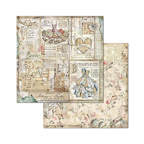 STAMPERIA Imagine-Bloc de Papel (10 Hojas, 20,3 x 20,3, Doble Cara), Multicolor, 20.3 x 20.3 (8" x 8")