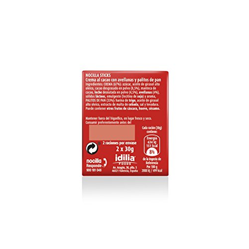 Sticks Nocilla Original-Sin Aceite de Palma-Pack de 2 raciones de 30g