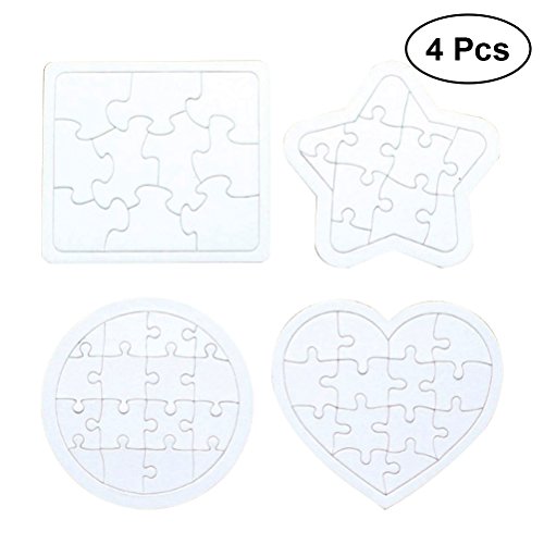 STOBOK 4pcs niños para Colorear Puzzle en Blanco Bricolaje Rompecabezas de Papel Rompecabezas