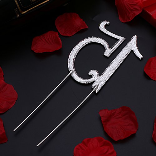 STOBOK Numero 15 Topper Tarta Decoracion para Tartas Cumpleaños 15 Años Cake Topper Strass Cristal Plata