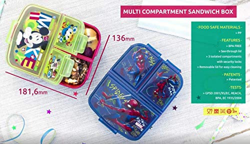 Stor Minnie Mouse (Disney) | Sandwichera con 3 Compartimentos para niños - lonchera Infantil - Porta merienda - Fiambrera Decorada