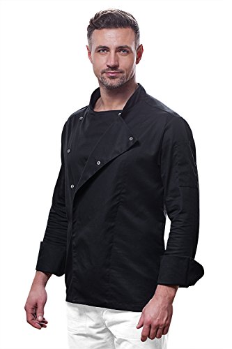 strongAnt® - Chaqueta de Chef/Cocinero Manga Larga - Uniforme Fabricado en UE - Negro XL