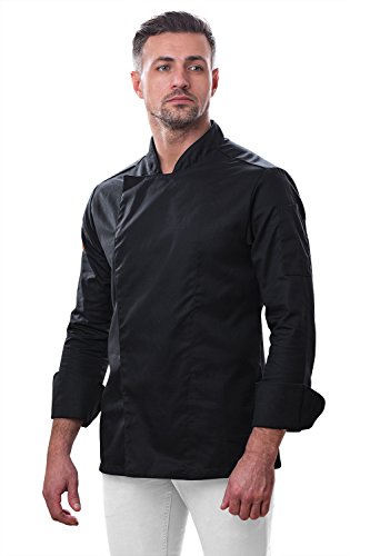 strongAnt® - Chaqueta de Chef/Cocinero Manga Larga - Uniforme Fabricado en UE - Negro XL