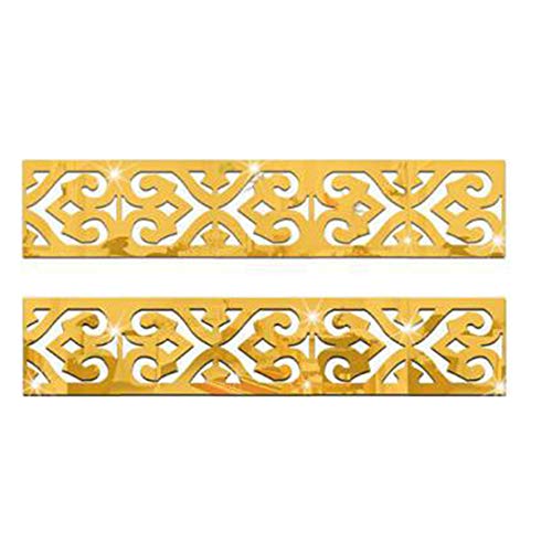styleinside 10 Pcs Pegatinas de Pared de Espejo Cinturón Extraíble Calcomanías de Pared de Borde Arte Muro (Oro)