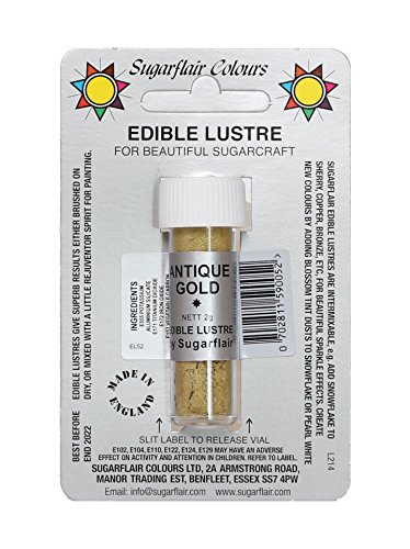 Sugarflair Comestible Lustre Polvo Color de Alimentos Fondant Polvo Oro Antiguo