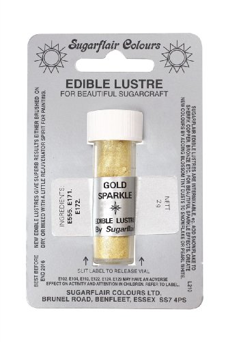 Sugarflair - Polvo Decorativo Alimentario Brillantes Dorado - Brillantina para Decorar Tartas