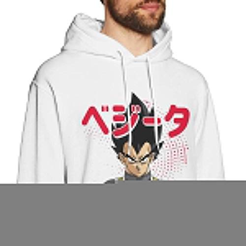 Super Goku Letras japonesas Dragon Ball Sudaderas con Capucha para Hombre Sudadera de Manga Larga con Cuello Redondo Blanco