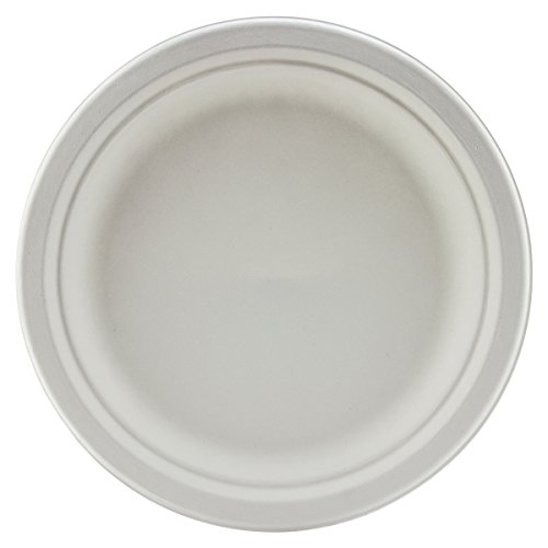Súper Rígido Bagazo Platos Biodegradable y Desechable - Ecológico No Plástico Alternativa - Redondo Platos Fiesta Paquete de 50 9" - 23cm Fuerte Platos de Papel - 9 inch
