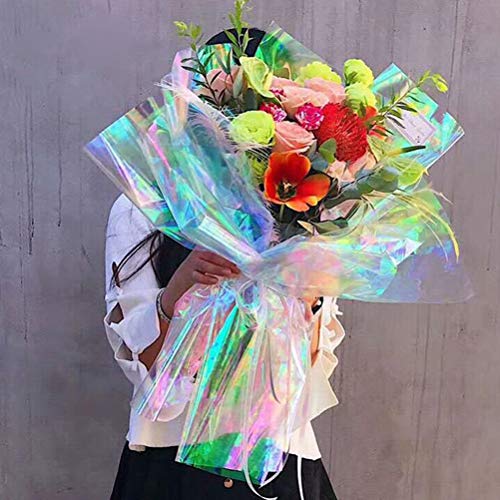 SUPVOX 20 UNIDS Película Iridiscente Celofán Envoltura de Flores Papel de Empaque para Floristería de Boda Bouquet Floral Envoltorio de Regalo Paquete - 60x52 cm