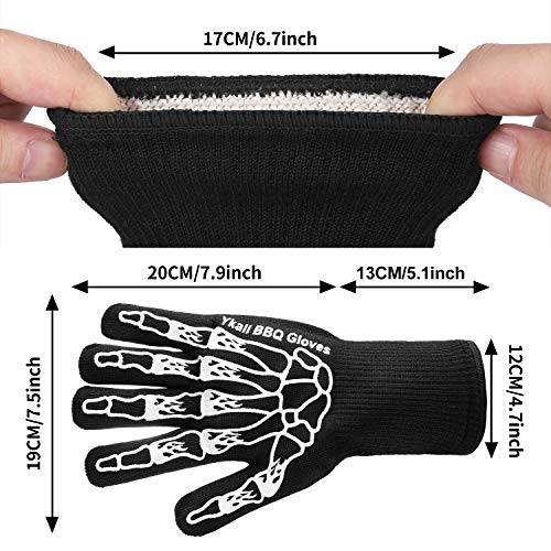SXY Guantes de Barbacoa, Resistentes Al Calor Extremo Guantes de Cocina Antideslizante para Horno Microondas, Parrilla, Cocina, Chimenea y Carbón, EN407 Protege hasta 800 °C Oven Gloves Resistencia