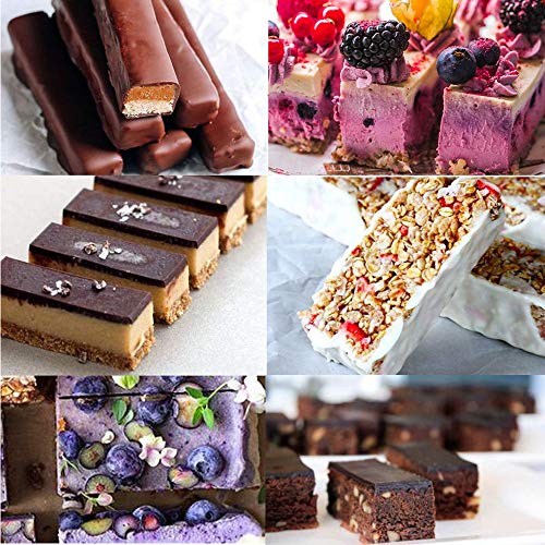 Sycle Circle 2 Unidades 12 cavidades Rectangular Granola Bar Molde de Silicona + 100 Piezas Bolsas de premios, Nutrición Energía Cereal Chocolate Bar Molud para Hornear Pan Brownie Cheesecake