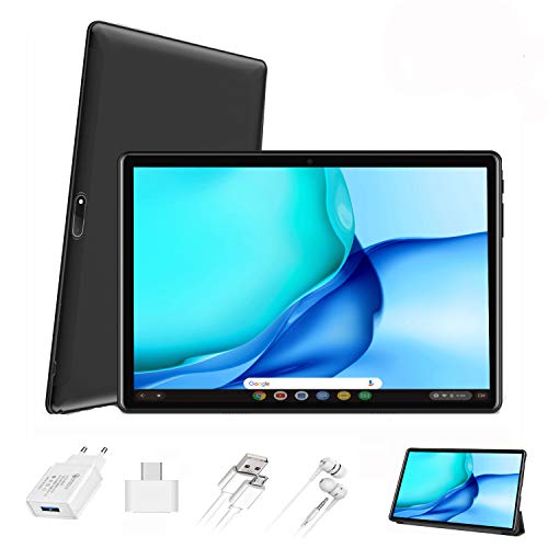 Tablet 10 Pulgadas 4G FHD 64GB de ROM 4GB de RAM Android 9.0 Certificado por Google GMS Tablet PC Procesador de Quad Core Batería 8500mAh Dual SIM 8MP Cámara WiFi,Bluetooth,GPS,OTG(Negro)